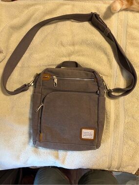 Travelon Brown Canvas Crossbody Anti Theft Travel Bag